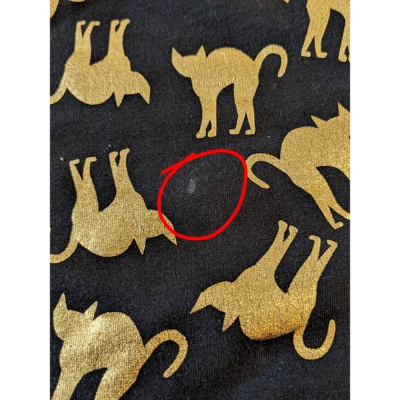 No Boundaries No Bo Black Metallic Gold Cat Print Shirt Women XL Long Sleeve - Picture 8 of 9